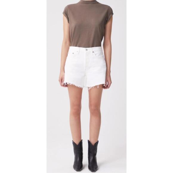 Agolde Revolve Women’s Parker Denim Shorts in White Repose Raw Hem Size 28 - Picture 12 of 14